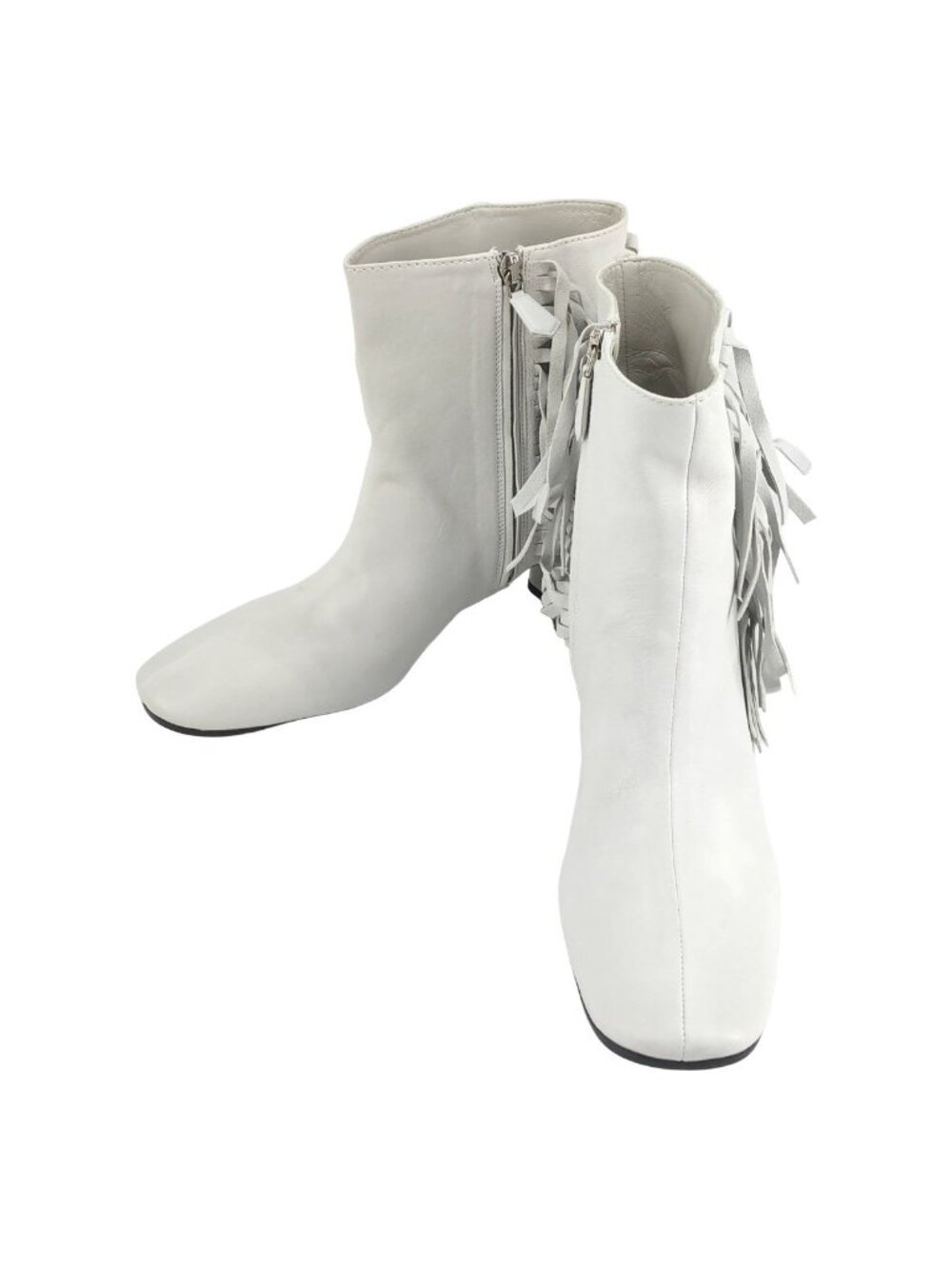 Prada Fringe Short Boots White
